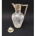 An early 20th century silver-mounted cut-glass claret jug, assayed Chester 1901 (hinged cover now