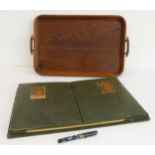 A mixed lot comprising an early 20th century ink blotter, a fine marble-effect pen and an early 20th