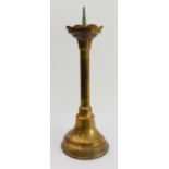 A late 19th to early 20th century brass pricket candlestick in French Gothic style (14 cm high)