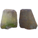 Two Cotswold staddle-stone bases (approx. 55.5 cm and 67 cm high)