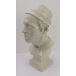 A painted plaster bust, possibly of Jawaharlal Nehru, indistinct impressed mark to reverse of plinth