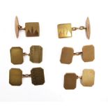 Three pairs of 9-carat gold cufflinks (total weight 16.4g)