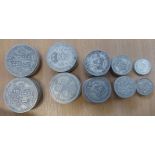 1920-1946 .500 silver coins: 8 x GV and 6 x GVI half crowns; 6 x GV and 6 x GVI florins; 8 x GV