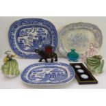 A selection of ceramics to include: three platters (the largest 51 x 42 cm and the smallest 36 x