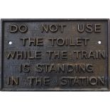 A heavy cast-iron novelty railway station sign (approx. 20 x 30 cm)