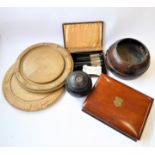 Treen to include two early 20th century breadboards and a 19th century mahogany box of good colour.;