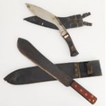 Two WW2 bladed weapons: 1. a British Army issue machete, 37 cm blade stamped with crow's  foot, 1942