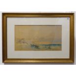 An early 20th century watercolour - 'Fishing Boat on Choppy Waters (24.5 x 44.5 cm). Glazed gilt