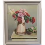 Still life, flowers in vase, oil on canvas (59 x 49 cm). Indistinctly signed verso and dated [20]05.