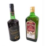 A bottle of Dewar's Ancestor whisky and a bottle of Duque de Bragança 20-year-old port