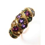 A 10-carat gold multi gem set ring, size N/O