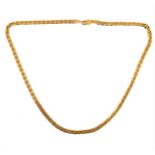 A 9-carat yellow gold flattened fancy link chain necklace, the clasp stamped '375' and convention