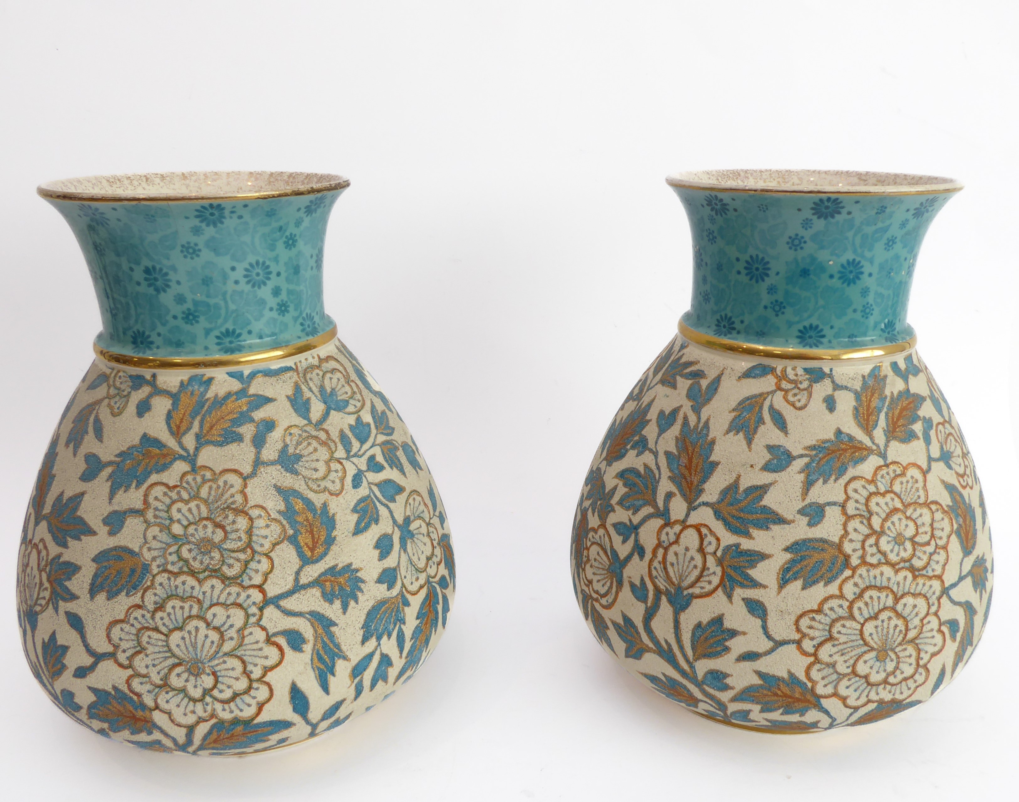 Five ceramics items: a pair of Crown Albion ceramic vases decorated and gilded with flowers - Image 14 of 16