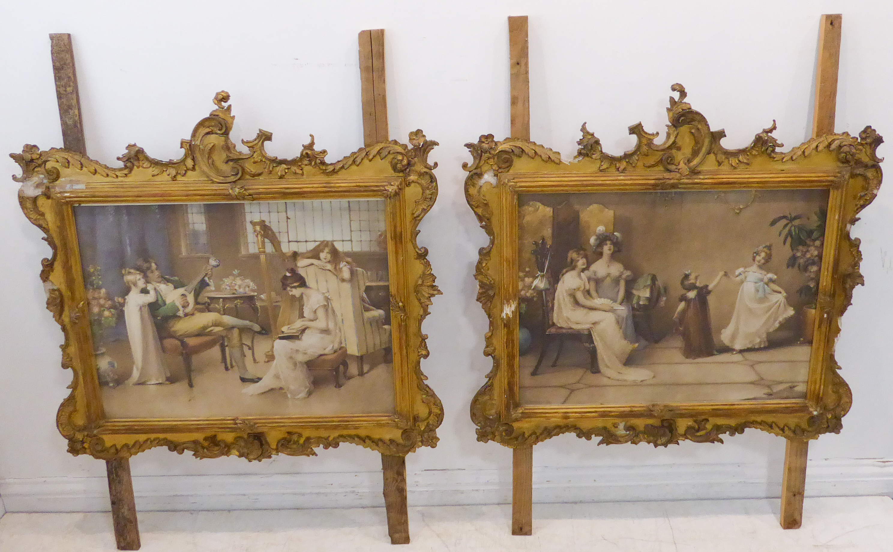 M. GOODMAN (fl. early 20th century) - A pair of ornately gilt-framed and glazed late 19th century