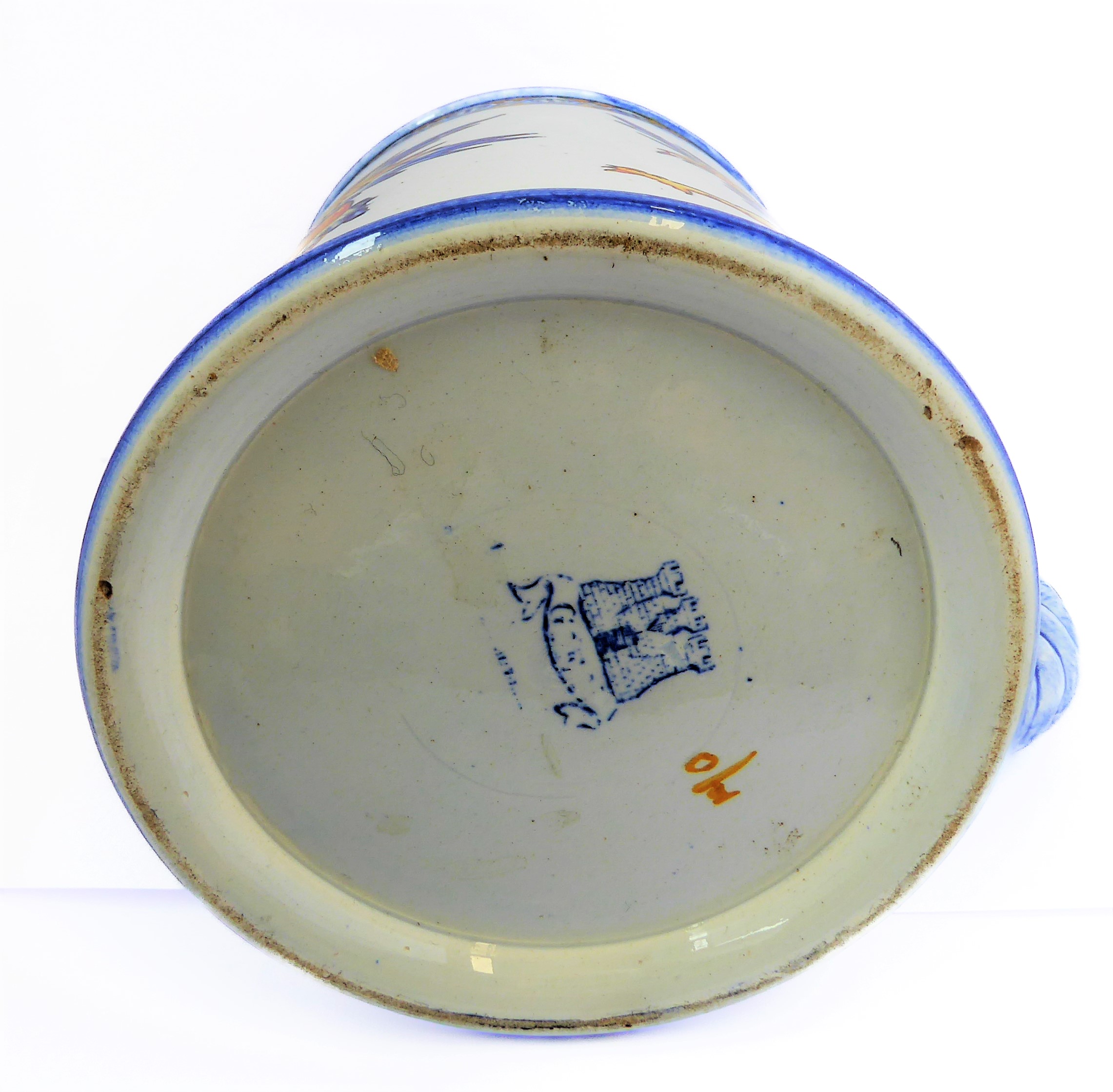 A 19th century faience mug by Gien, bearing mark for 1866 (10.5 cm high).  (See p13  'Faience de - Image 7 of 7