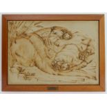 REGINALD PRICE - 'Otters', ceramic plaque in relief, signed lower right (29 x 41.75 cm).