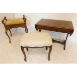 A group of three: 1. a walnut occasional table in early 19th century sofa-table style, two drawers