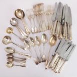 A large quantity of mostly early 20th century silver plated Fiddle and Old English pattern cutlery