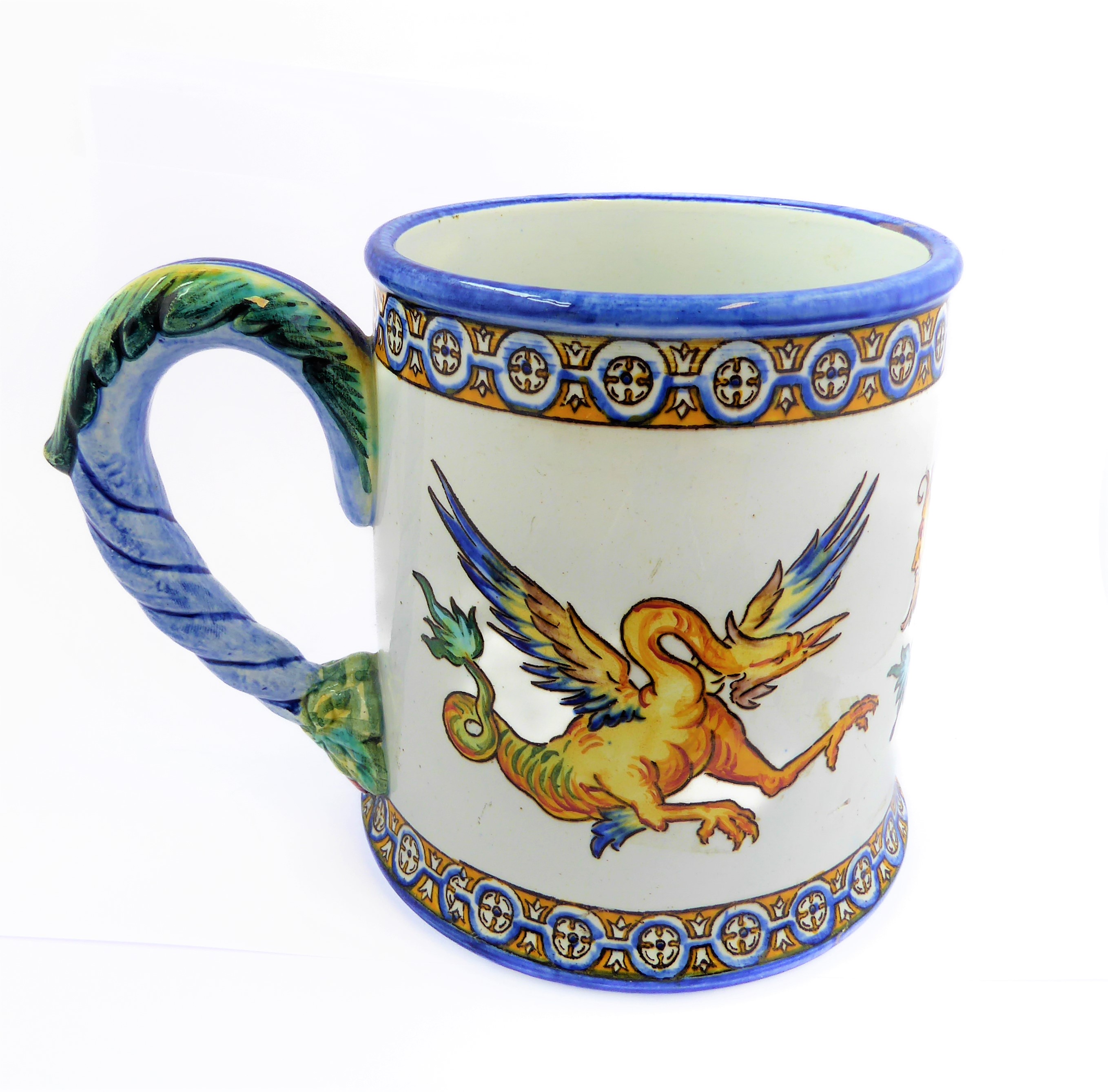 A 19th century faience mug by Gien, bearing mark for 1866 (10.5 cm high).  (See p13  'Faience de - Image 2 of 7