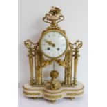 A fine 19th century gilt-metal-mounted and marble eight-day mantle clock: the finial surmount as a