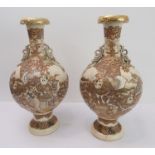 A large pair of early 20th century Japanese satsuma-style pottery vases. Each with overhanging