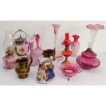 Ceramics and glassware to include: 19th century copper lustre jugs; a Staffordshire jug; a 19th
