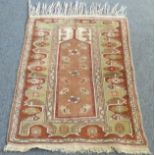 An early to mid 20th century beige, light-green and cream prayer rug (probably North West