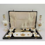 A fine ten-piece bone china dressing-table set by the Crown Staffordshire China Co. Ltd. In its