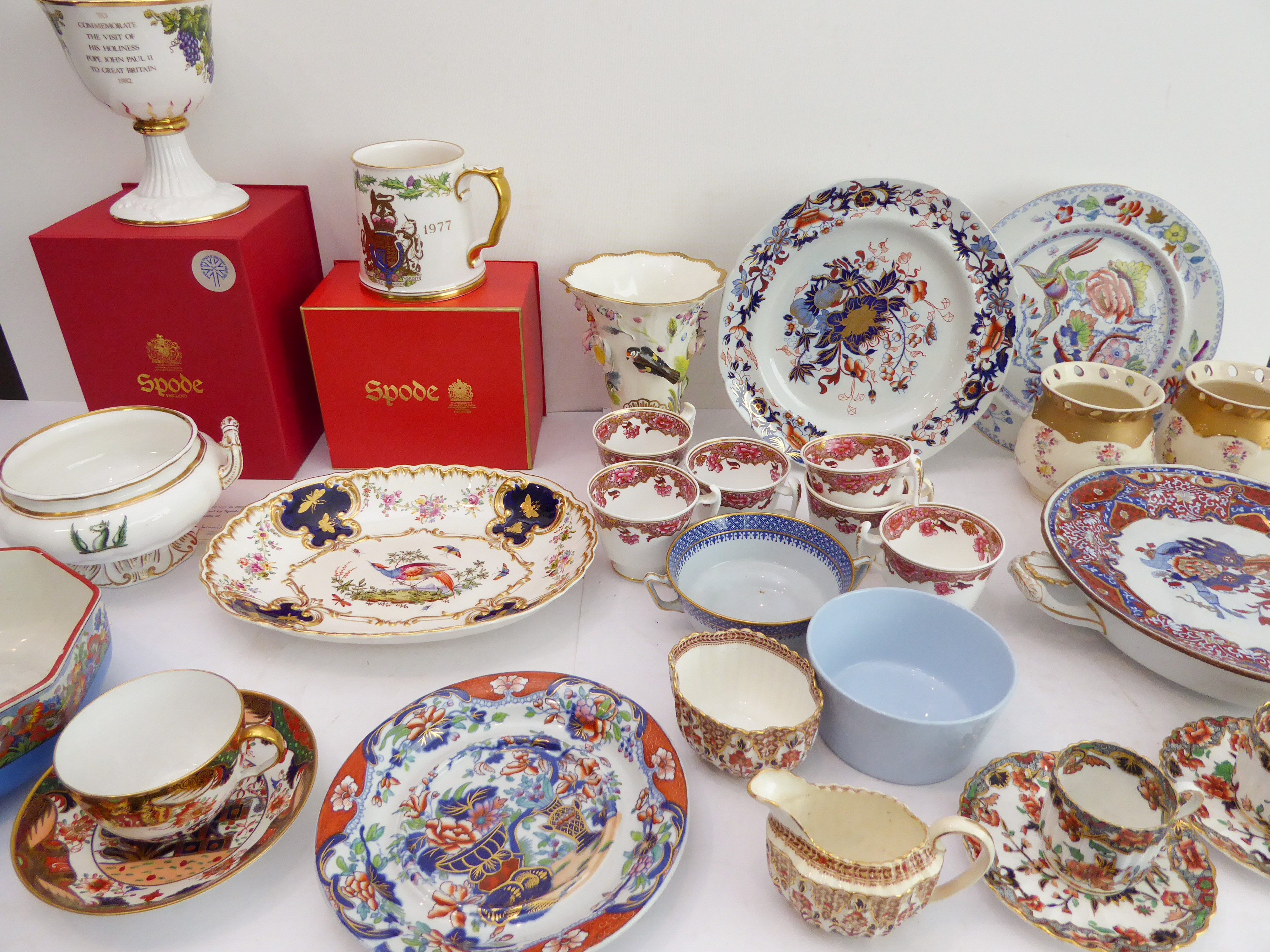 An interesting selection of mostly 19th century china to include: a fine quality Copeland dessert