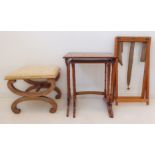 A mixed group of three comprising: an early 19th century style (later) cross-framed mahogany stool