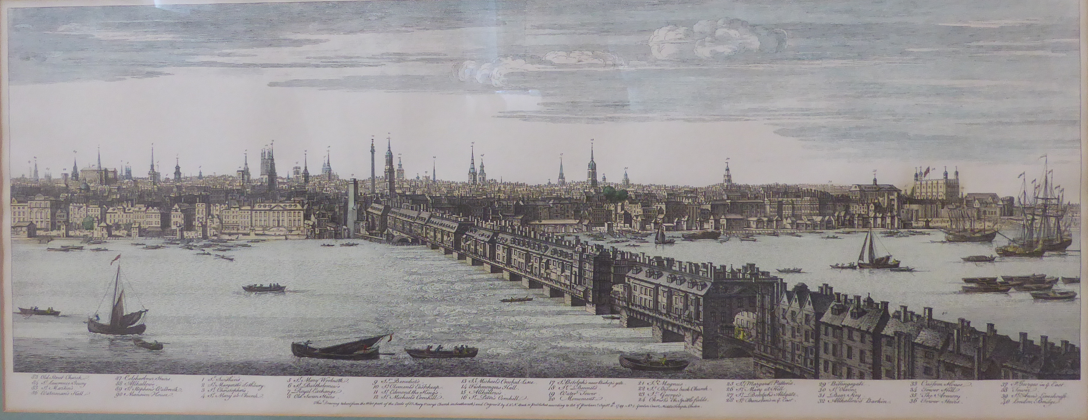 After S. and N. BUCK - a set of four hand-coloured panorama engravings of the Thames (each measuring - Image 3 of 11