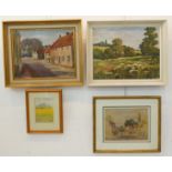 Two watercolours and two oil on artist's boards: 1. A. DINWIDDIE (contemporary, mid-20th