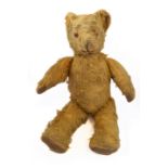 A mid-20th century plush mohair teddy bear with stitched pads (lightly play worn) (45 cm high)