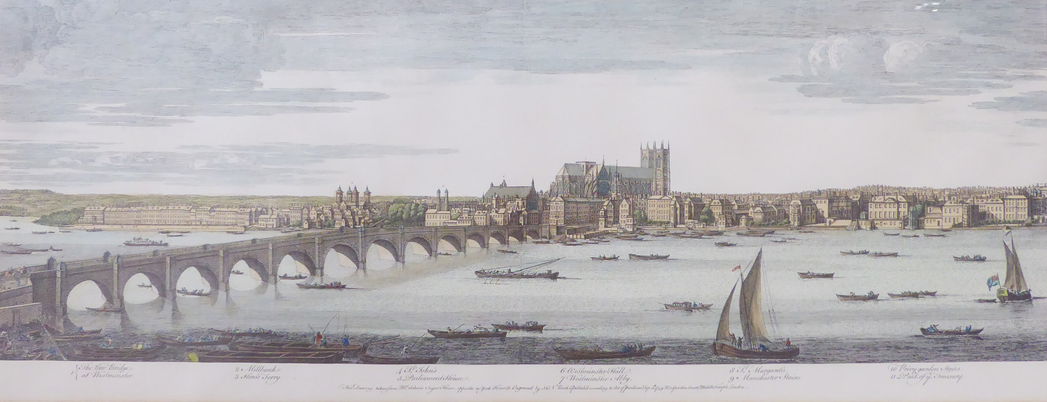 After S. and N. BUCK - a set of four hand-coloured panorama engravings of the Thames (each measuring - Image 8 of 11