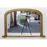 A 19th century gilt-framed (re-furbished) overmantle mirror  (119cm widest x 77.5cm)