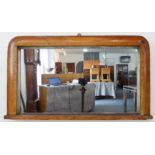 An Edwardian walnut framed and Tunbridgeware decorated overmantle mirror (85.5cm widest x 47.5cm