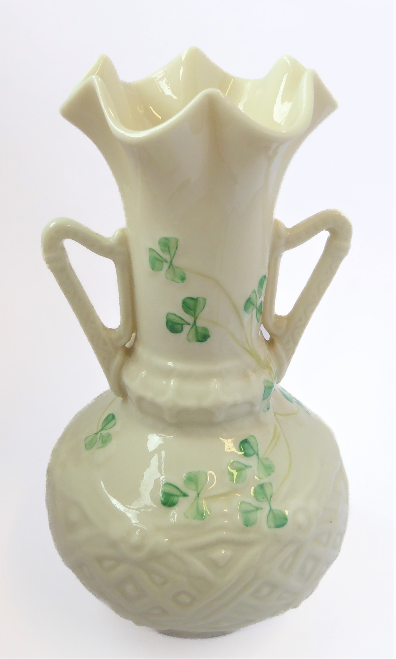 A Belleek twin-handled porcelain vase, a Goldsheider figure and a Japanese figure (3) - Image 2 of 13