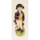 A late 19th to early 20th century Staffordshire pottery jug modelled as Nelson (29 cm high)