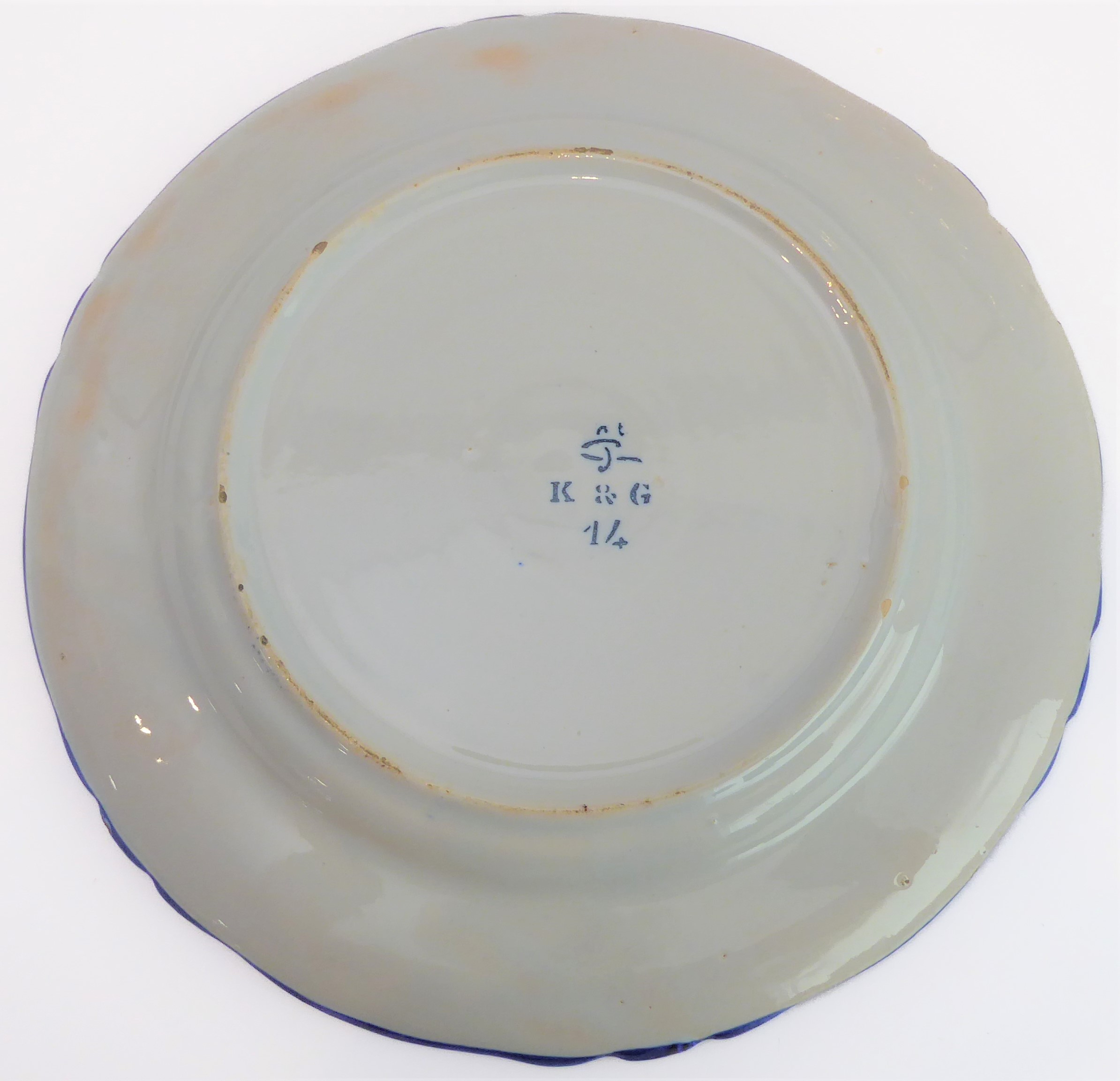 A set of eleven 19th century faience plates by Keller & Guerin at Luneville (early marks). (The - Image 5 of 17