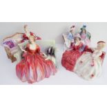 Four Royal Doulton models: 'Belle o' the Ball' (1997); 'Afternoon Tea (1993); 'The Gossips'; '