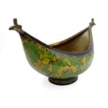 Kashmir brass and painted lacquer begging bowl