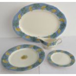 A Gien (France) 'Belle Ile' dinner service: 22 x 29 cm and 24 x 18 cm plates; 7 x oval platters (
