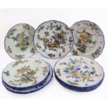 A set of eleven 19th century faience plates by Keller & Guerin at Luneville (early marks). (The