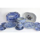 Various 19th century blue-and-white ceramic wares to include: a large two-handled Spode tureen (star
