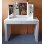 A White Company 'Carlton' white lacquer and glass-surfaced dressing table with matching triptych