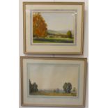 ANNE PARKER (British contemporary) - a matched pair of countryside scenes, watercolour, each