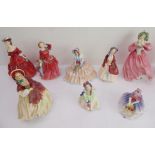 Nine Royal Doulton figure models: Vivienne (1950); Her Ladyship (1945); Day Dreams; Marguerite;