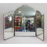 An Art Deco style three-fold lady's dressing table mirror (the central section 66.5cm high) with