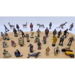 Toy lead figures comprising 31 human (mostly agricultural) and 5 zoo figures