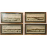 After S. and N. BUCK - a set of four hand-coloured panorama engravings of the Thames (each measuring